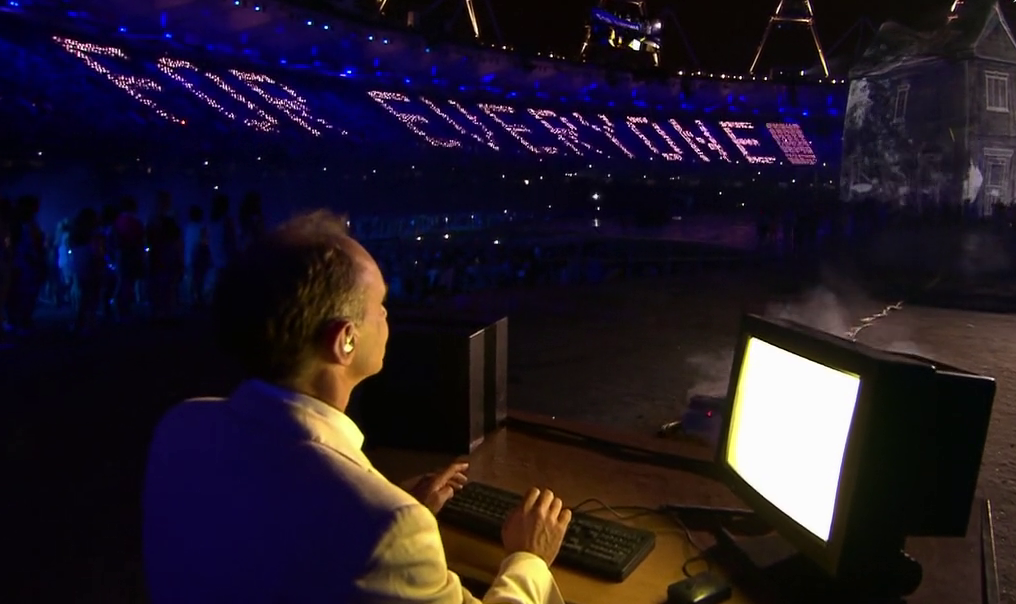 Tim Berners-Lee (inventer of the Web) at the 2012 Olympics tweeting 'Its for evenyone'