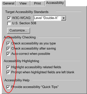 Illustration of how continuously active processes related to accessibility might be controlled via a preferences setting.