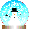 snow falling on a snowperson (animated)