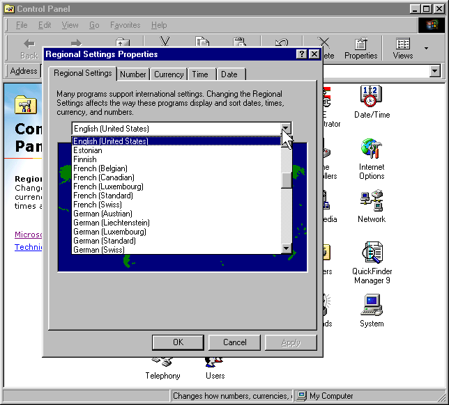 Illustration of how user selects preferred language
in the Windows operating system