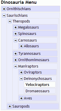 tree control: a list of items with one of the list items expanded to
show a sub-list