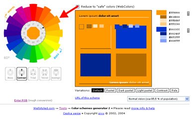 Online complementary colour scheme