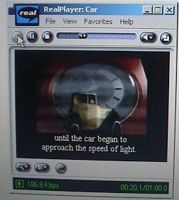 player showing a video with captions