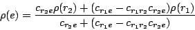 \begin{displaymath} \rho(e) = \frac {c_{r_2e}\rho(r_2) + (c_{r_1e}-c_{r_1r_2}c_{r_2e})\rho(r_1)} {c_{r_2e} + (c_{r_1e}-c_{r_1r_2}c_{r_2e})} \end{displaymath}