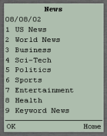 Screenshot of Openwave menu