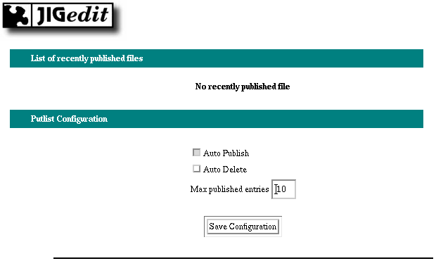 Snapshot of a JigEdit PutList
