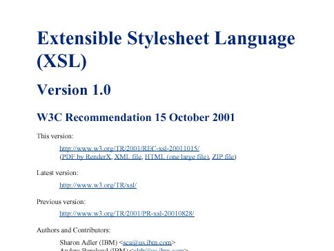 screenshot of XSL spec in PDF
