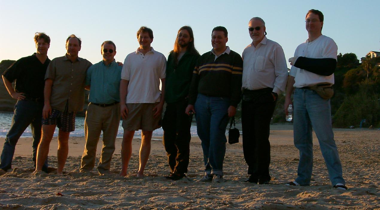 From left: Ian Jacobs, Tim Berners-Lee,
Stuart Williams, David Orchard, Chris Lilley, Roy Fielding, Paul
Cotton, Dan Connolly