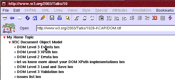 bookmarks created from a DOM RSS newsfeed page