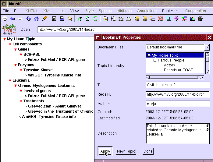 bookmarking an opened bio.rdf bookmark file to my default bookmarks