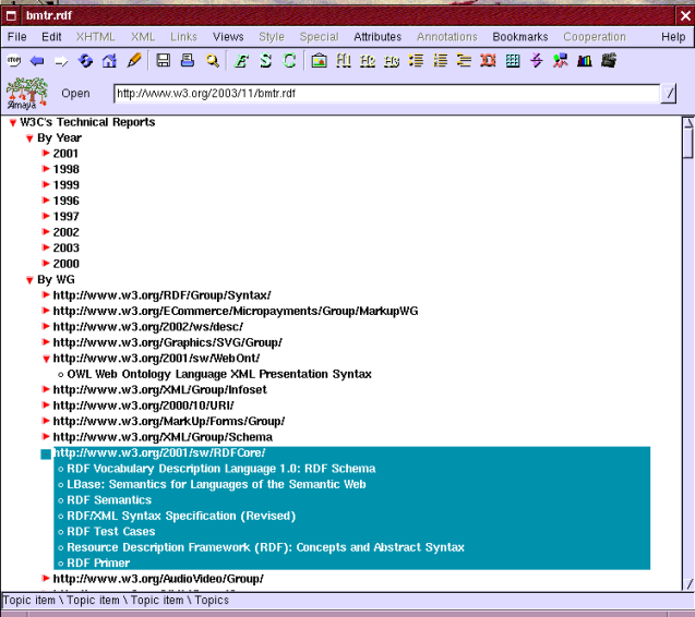 W3C TR page as shared bookmarks