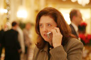 Susan Westhaver talking on a mobile phone
