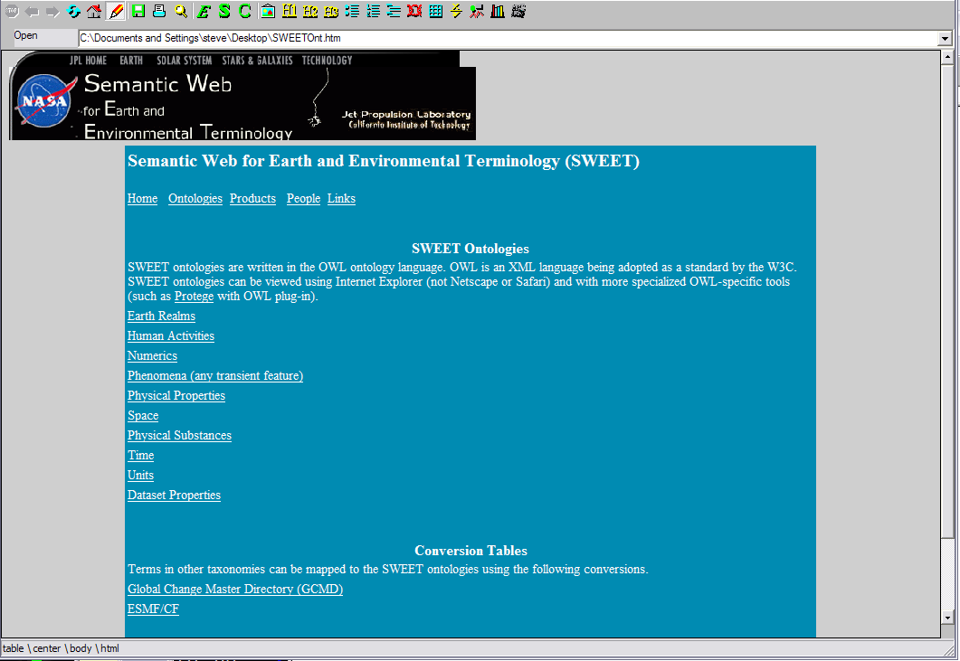 SemWeb for Earth and Environmental Terminology screen dump