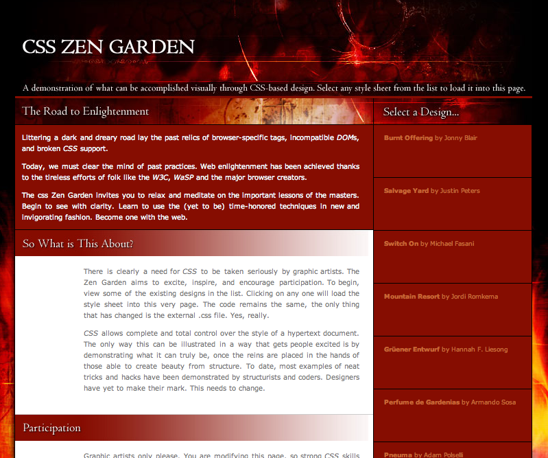 A CSS Zen Garden screenshot