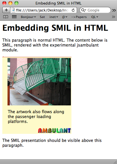Figure 9: A SMIL slideshow embedded in a webpage