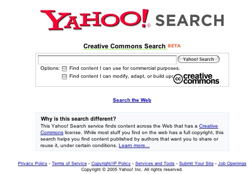 Yahoo Creative Commons search