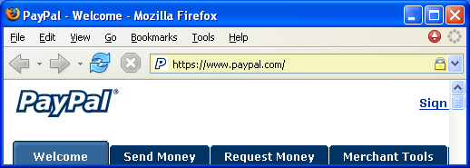 URL bar displaying www.paypal.com