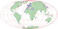 Map of W3C's 3 Hosts and 16 Offices (Apr 2006)