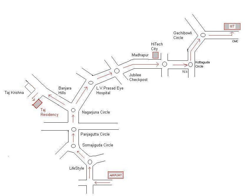 map of IIIT, Hotel and Airport