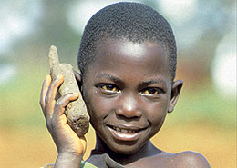 a child with a fake mobile phone