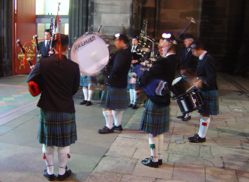 Pipers on the streets of Edinburgh