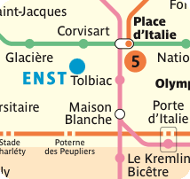 Map of Metro around Enst