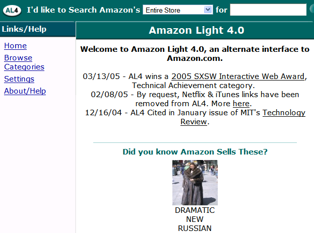 Alternate interface to Amazon from Amazon Lite.