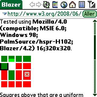 Screenshot of web compatibility test for mobile browsers in blazer 4.3.2.1