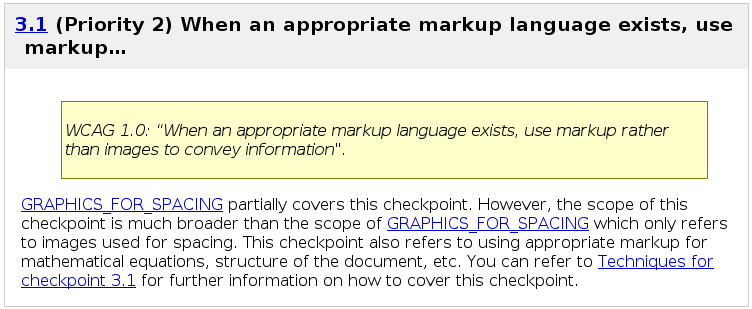 Example of relationship between MWBP and WCAG