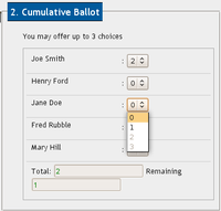 Screenshot of Cumulative Vote in WBS, with Javascript layer
