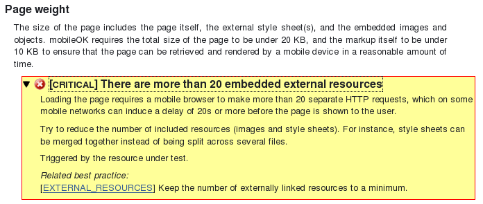 Errors are categorized and assigned a severity level to educate authors about the main problems that affect the mobile-friendliness of their page