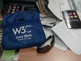 One Web Day bag from W3C. Photo credit: Marie-Claire Forgue