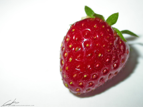 A single strawberry.