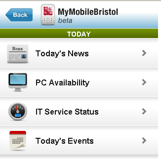 My Mobile Bristol, Today page