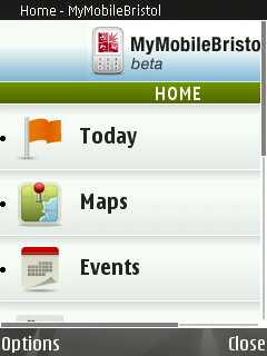 My Mobile Bristol, as seen on a Nokia N95