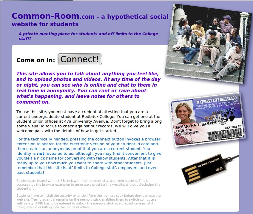 screenshot of starting page