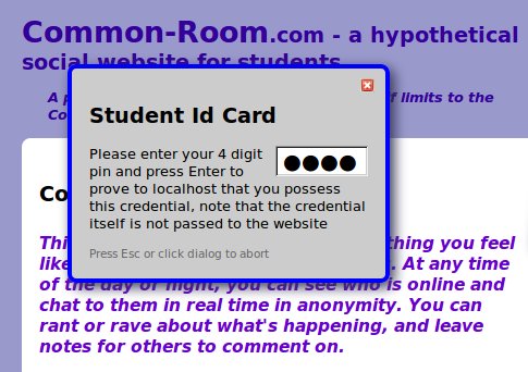 screenshot of user PIN dialog