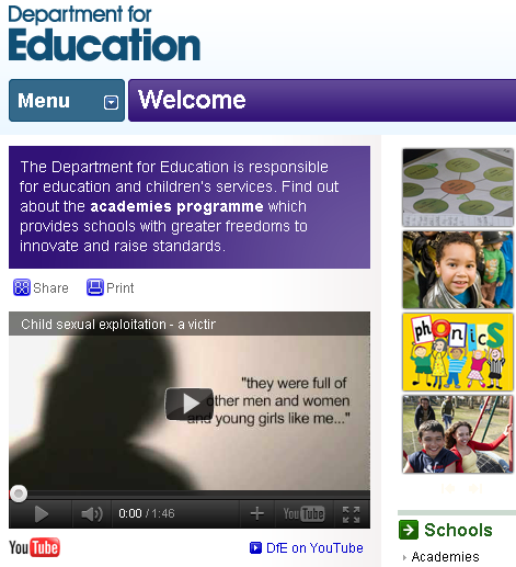 snapshot of current Department of Education Web site