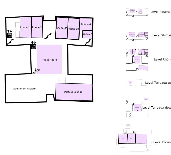 Floor plan with highlight on Salon Pasteur