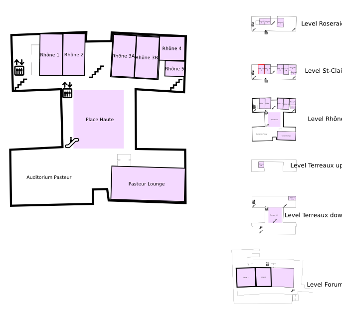 Floor plan with highlight on Rhone 3