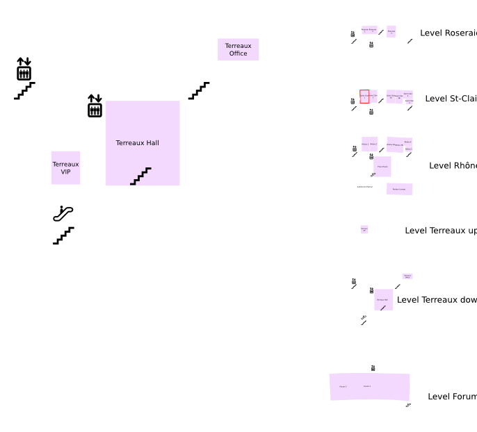 Floor plan with highlight on Terreaux Hall