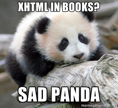 XHTML in book makes panda sad