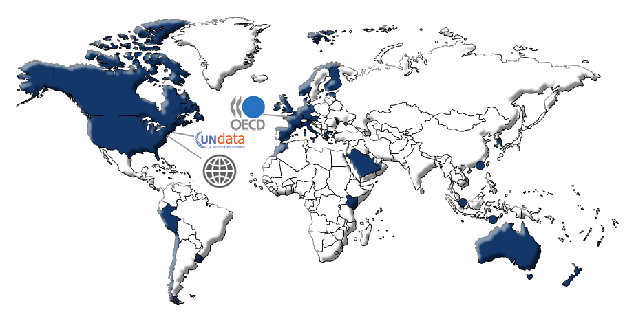 Map of government data sites around the world