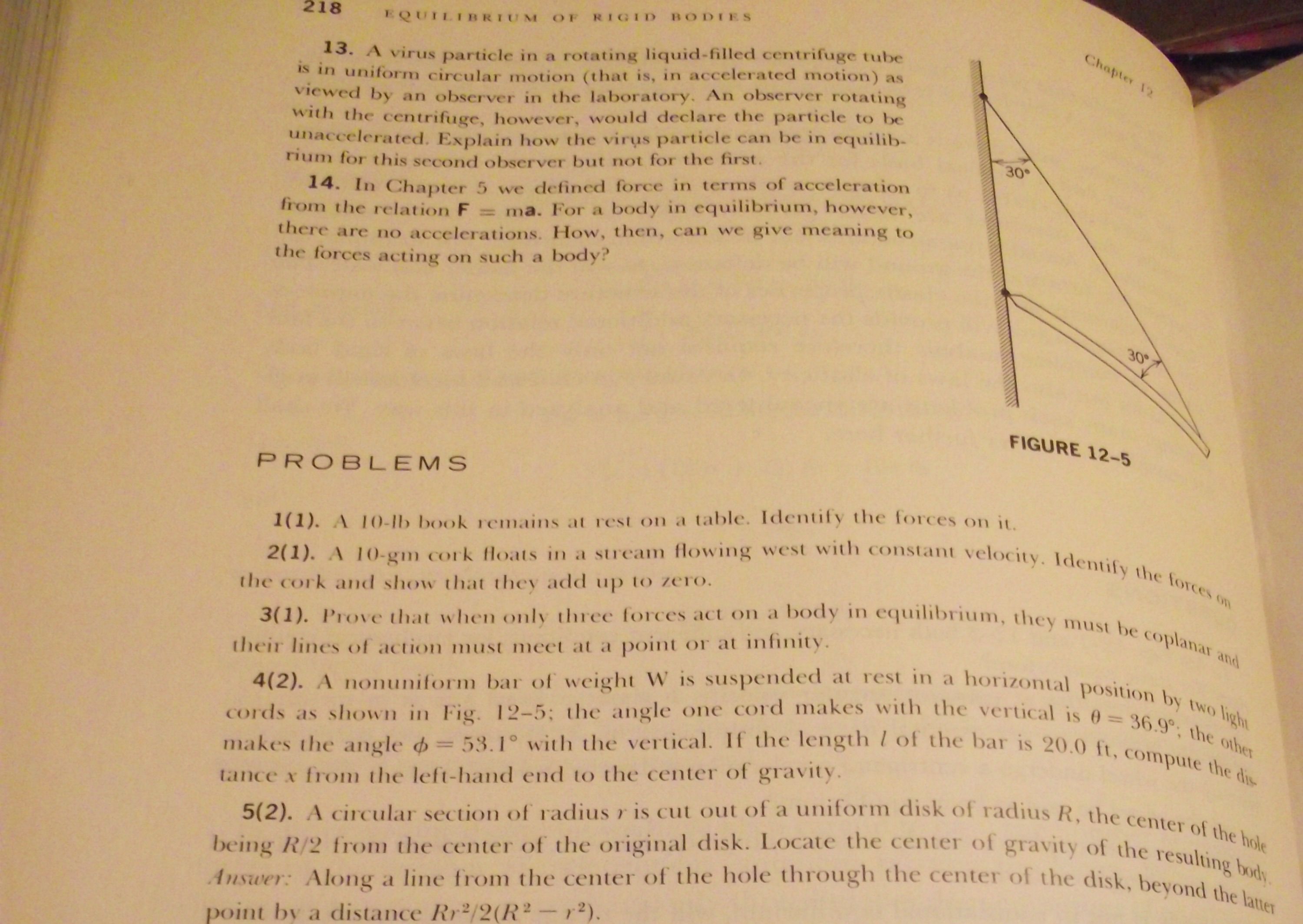 Page from a Physics textbook showing end of chapter problems.