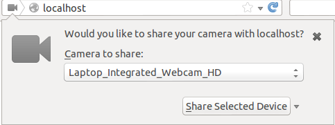 Example of selecting a media capture device from the browser chrome