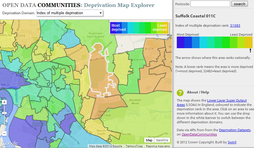 screenshot of deprivation explorer