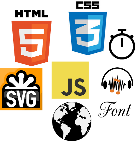 Interaction Domain: HTML5, CSS3, JS, SVG, Font, Internationalization, Audio and Music, Performance