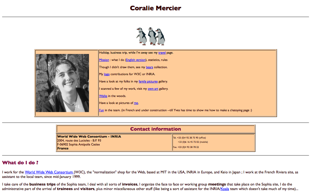 screenshot my first homepage, Jan. 2000