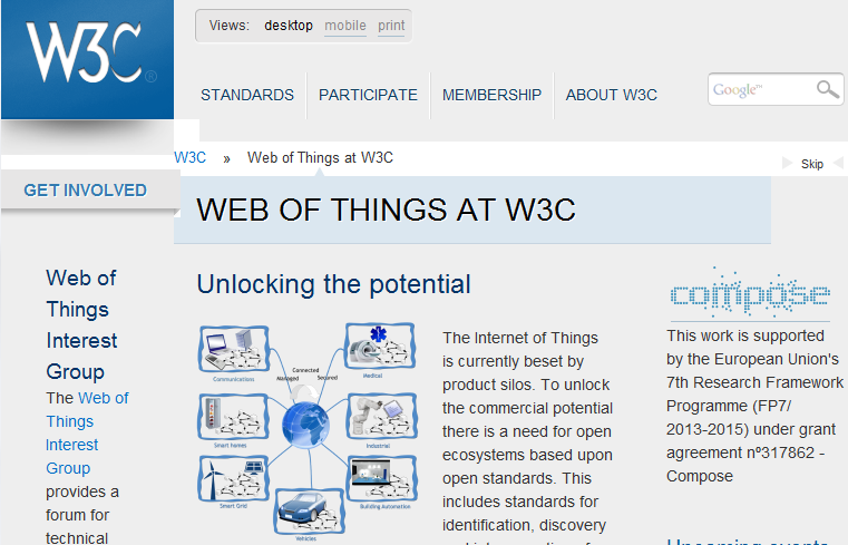 partial screenshot of the Web of Things homepage