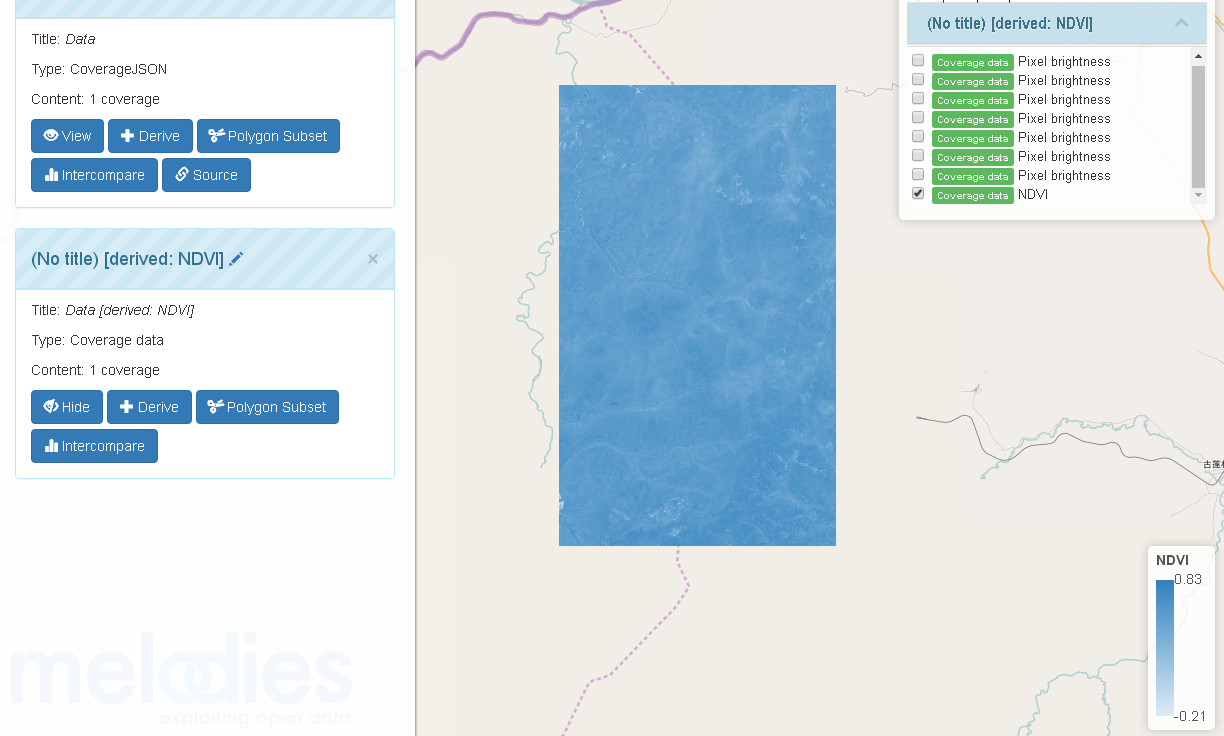 Screenshot of the visualisation of the resulting combined data